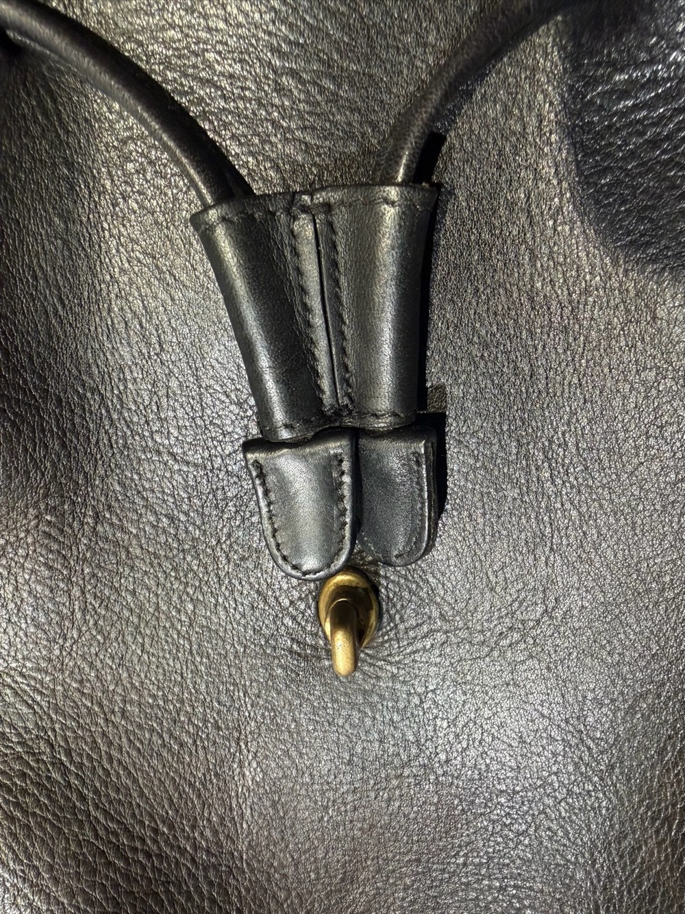 Coach Black Leather Backpack with Gold Turn-Lock - Picture 15 of 16